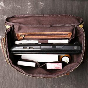 Leather Backpack for Men 15.6 Inch Laptop Large Capacity Vintage College School Bag Hiking Daypack