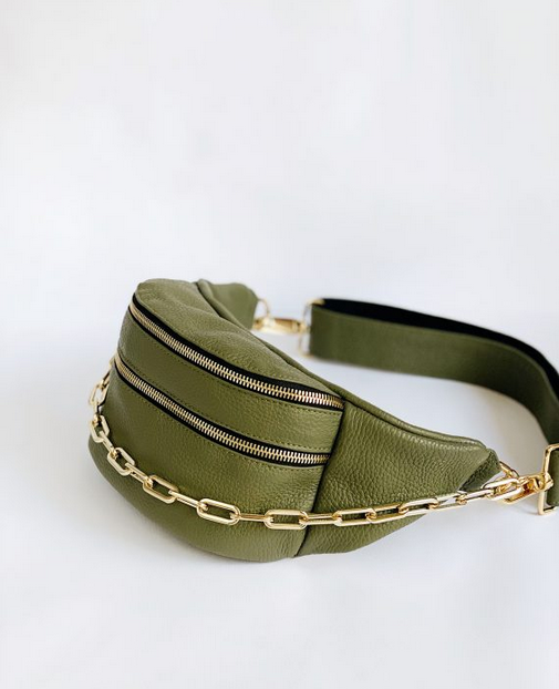 Olive coloured belt bag